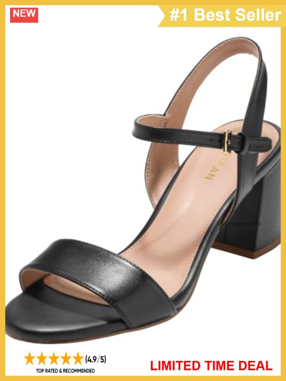 Suede Slingback Block Heel Sandal with Ankle Strap & Buckle